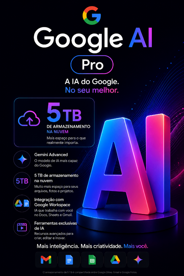 Google Gemini Google AI Pro 5Tb 12 MESES - Envio Automático
